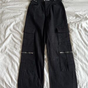WeWoreWhat Black Cargo Wide Leg Jean